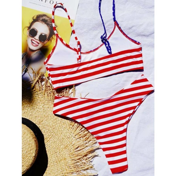 Flag super cute bikini swimsuit NWT - Picture 2 of 6